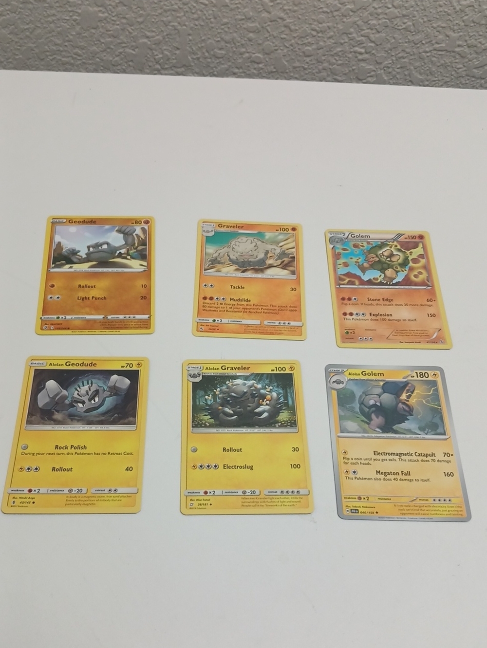 Geodude/Graveler/Golem Card Lot – Yellow Border Collectible Set